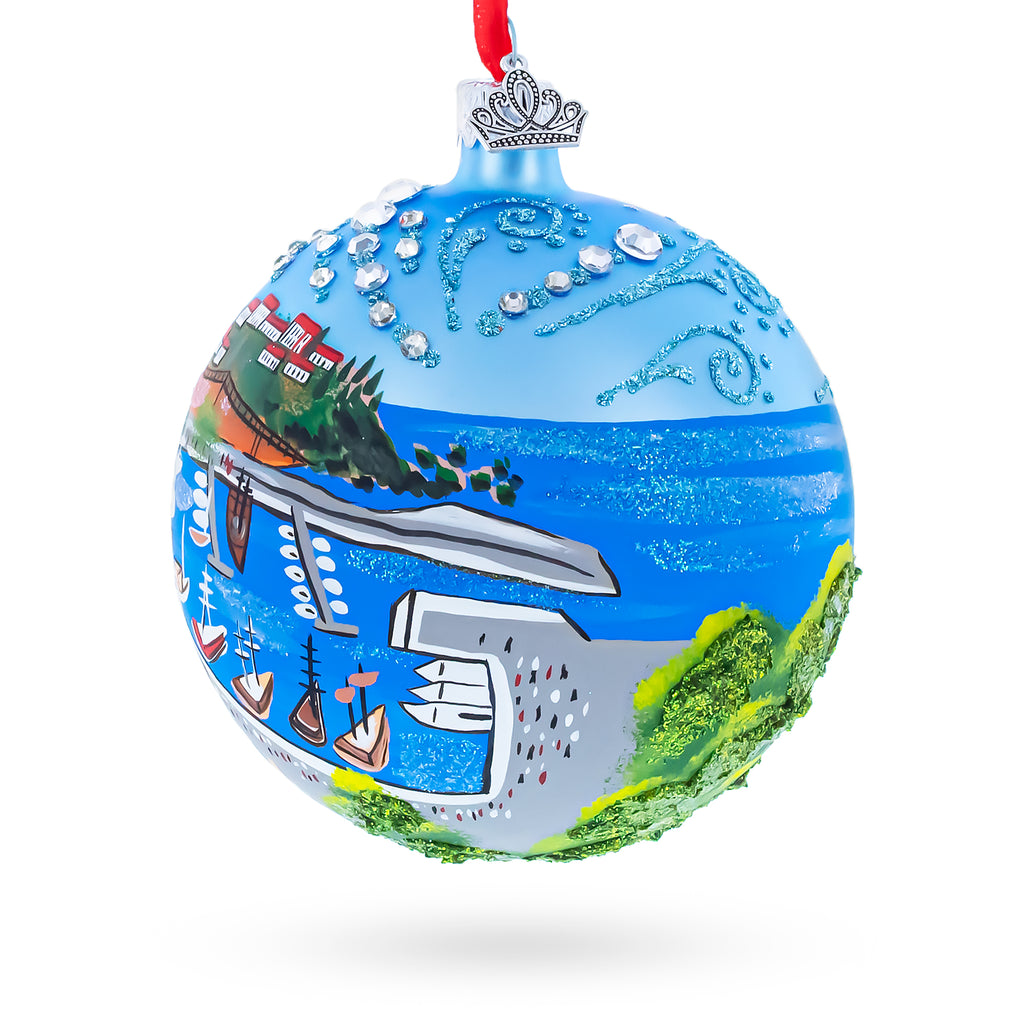 Kaleici Center of Antalya, Turkey Glass Ball Christmas Ornament 4 InchesUkraine , dimensions in inches: 4 x 4 x 4