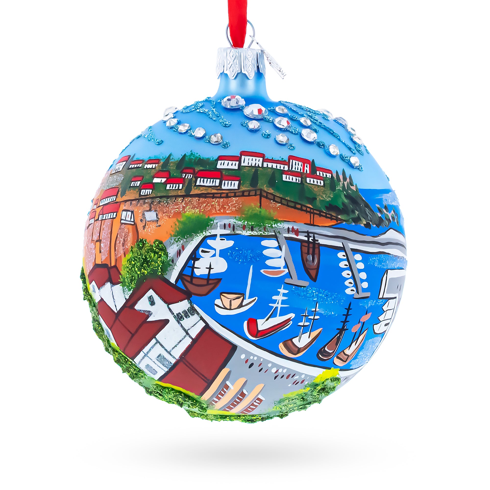 Kaleici Center of Antalya, Turkey Glass Ball Christmas Ornament 4 Inches in Multi color Round