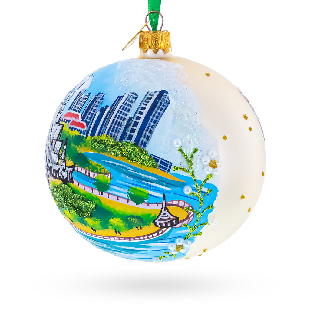 The Sanctuary Of Truth, Pattaya, Thailand Glass Ball Christmas Ornament 4 InchesUkraine , dimensions in inches: 4 x 4 x 4