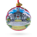 Balinese Temple, Denpasar, Indonesia Glass Ball Christmas Ornament 3.25 Inches in Multi color Round