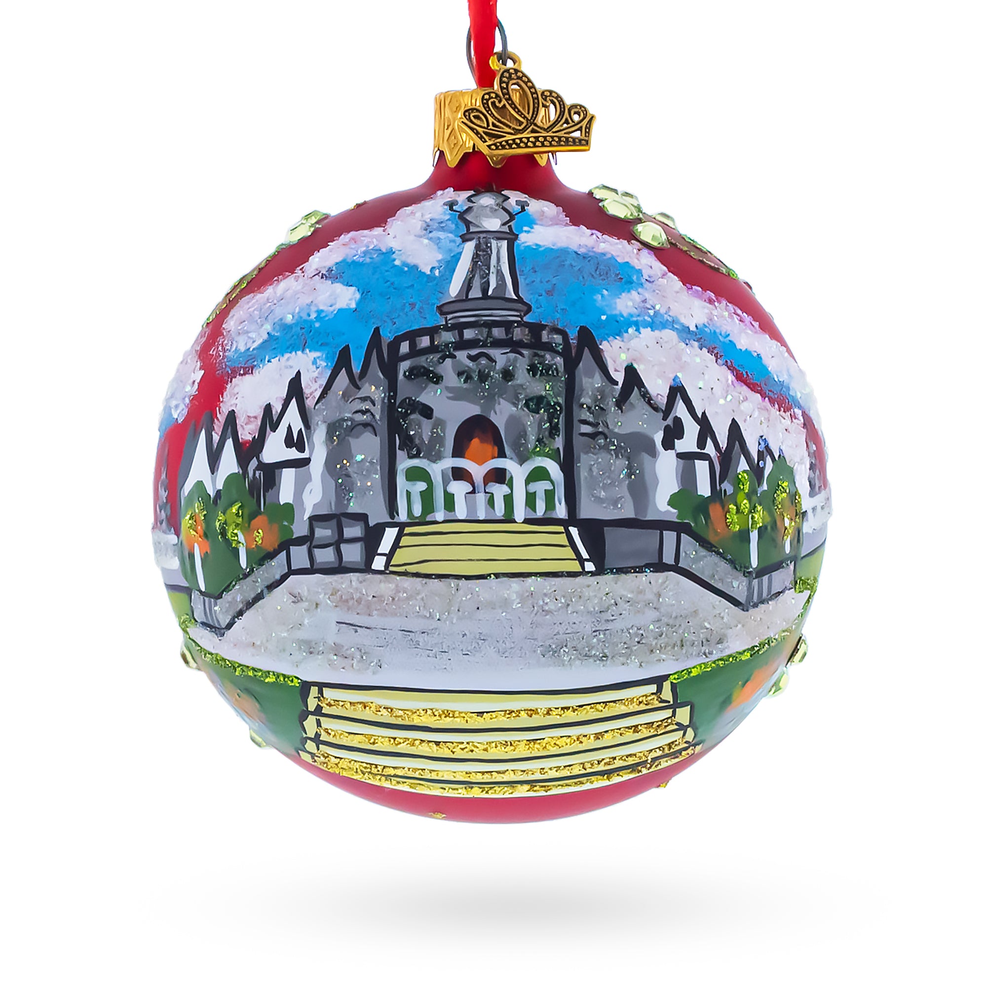 Balinese Temple, Denpasar, Indonesia Glass Ball Christmas Ornament 3.25 Inches in Multi color Round