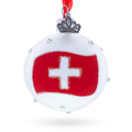 Swiss Flag Crystal Accents on Glass Ball Christmas Ornament in Multi color Round