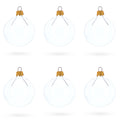 Set of 6 Clear Glass Ball Christmas Ornaments 2.4 Inches in Clear color Round