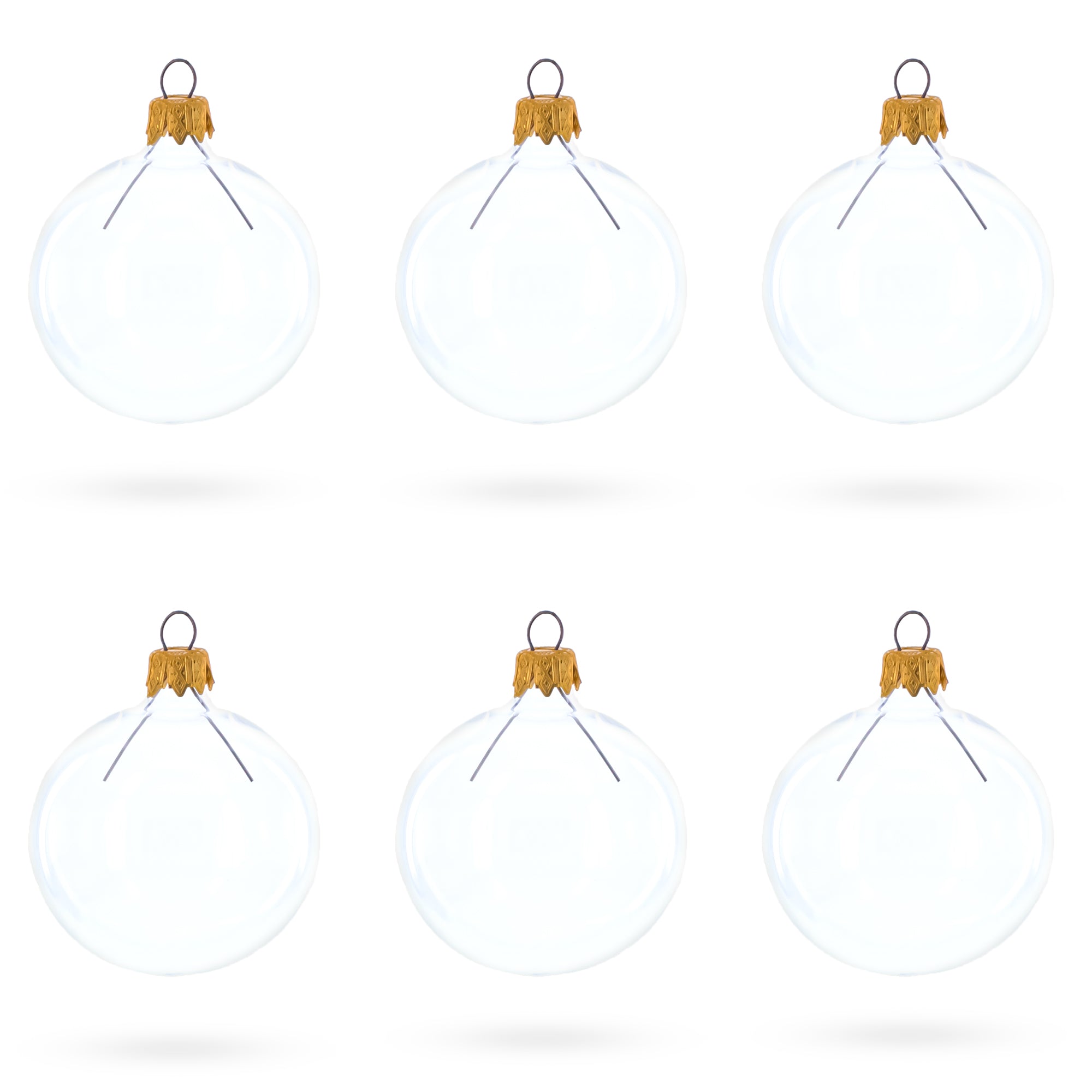 Set of 6 Clear Glass Ball Christmas Ornaments 2.4 Inches in Clear color Round