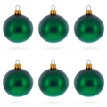Set of 6 Matte Green Glass Ball Christmas Ornaments 2.4 Inches in Green color Round