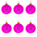 Set of 6 Matte Pink Glass Ball Christmas Ornaments 2.4 Inches in Pink color Round