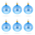Set of 6 Light Matte Blue Glass Ball Christmas Ornaments 2.4 Inches in Blue color Round