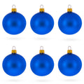 Set of 6 Matte Blue Glass Ball Christmas Ornaments 2.4 Inches in Blue color Round
