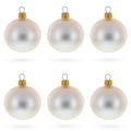 Set of 6 Matte Golden Beige Glass Ball Christmas Ornaments 2.4 Inches in Ivory color Round