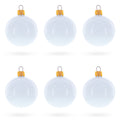 Set of 6 Glossy White Glass Ball Christmas Ornaments 2.4 Inches in White color Round