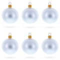 Set of 6 Matte White Glass Ball Christmas Ornaments 2.4 Inches in White color Round