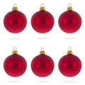 Set of 6 Matte Red Glass Ball Christmas Ornaments 2.4 Inches in Red color Round
