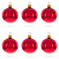 Set of 6 Glossy Red Glass Ball Christmas Ornaments 2.4 Inches in Red color Round