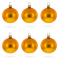 Set of 6 Matte Yellow Glass Ball Christmas Ornaments 2.4 Inches in Yellow color Round