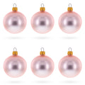 Set of 6 Matte Metallic Pink Glass Ball Christmas Ornaments 2.4 Inches in Pink color Round
