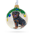 Cheerful Rottweiler  Glass Ball Christmas Ornament 3.25 Inches in Multi color Round