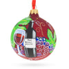 Glass Cheers to the Holidays: Red Wine Bottle Blown Glass Ball Christmas Ornament 3.25 Inches in Red color Round