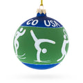 Tennis, Gymnastics, Volleyball Glass Ball Christmas Ornament 4 Inches in Green color Round