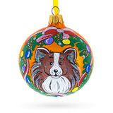 Glass Adorable Pomeranian Pup - Blown Glass Ball Christmas Ornament 3.25 Inches in Multi color Round
