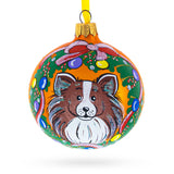 Pomeranian Pup Glass Ball Christmas Ornament 3.25 Inches in Multi color Round