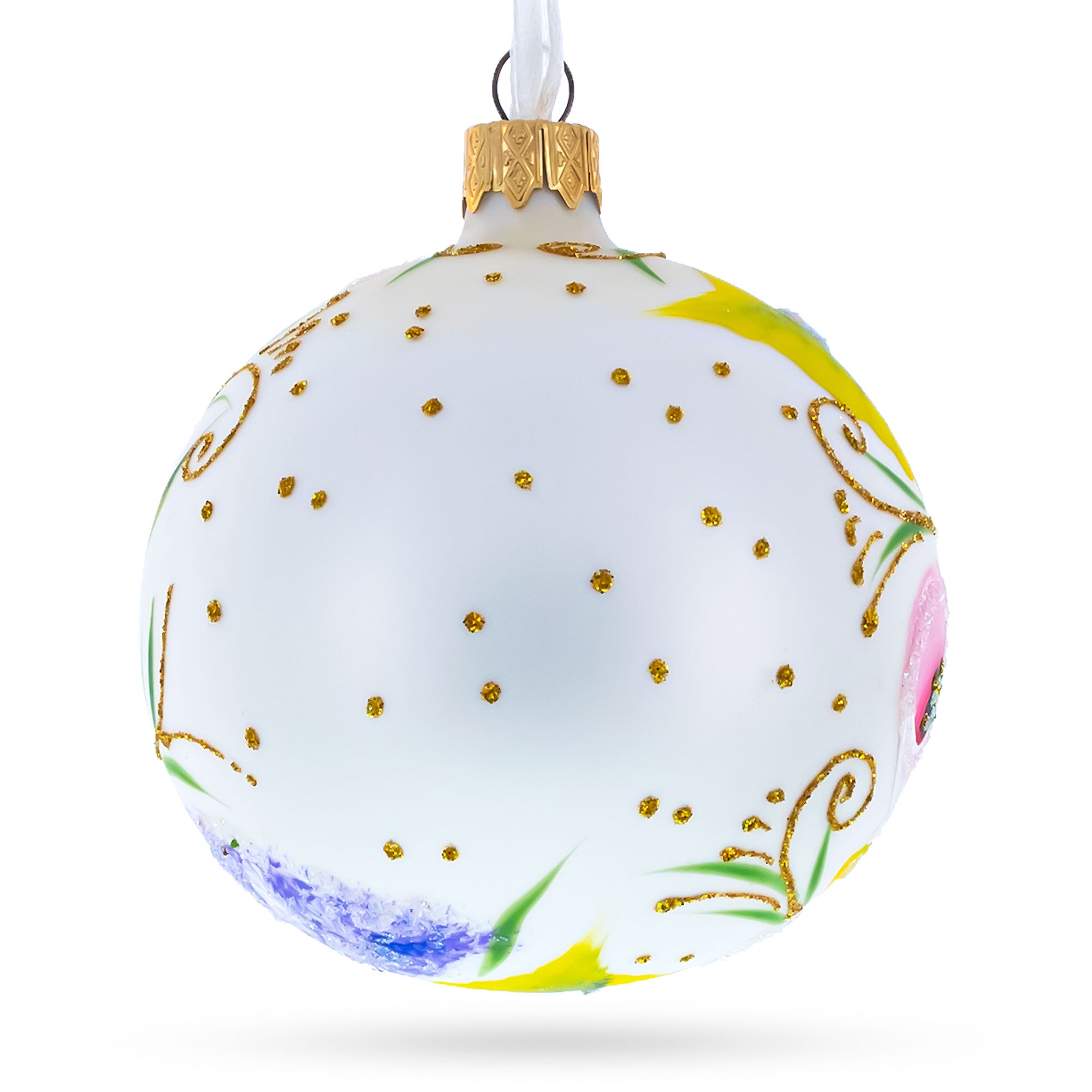 Exquisite Roses Glass Ball Christmas Ornament 3.25 InchesUkraine , dimensions in inches: 3.25 x 3.25 x 3.25