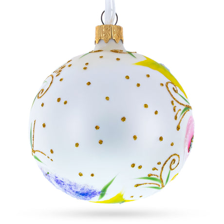 Exquisite Roses Glass Ball Christmas Ornament 3.25 InchesUkraine , dimensions in inches: 3.25 x 3.25 x 3.25