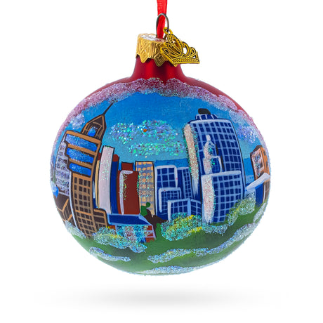 Memphis, Tennessee Glass Ball Christmas Ornament 3.25 Inches in Blue color Round