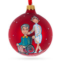 Caregiver Glass Ball Christmas Ornament 3.25 Inches in Red color Round