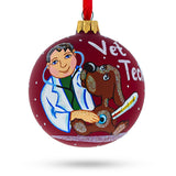 Veterinarian Technician Glass Ball Christmas Ornament 3.25 Inches in Red color Round