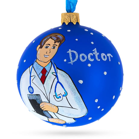 Doctor Glass Ball Christmas Ornament 3.25 Inches in Blue color Round