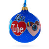 Glass Connected World: Social Networks Blown Glass Ball Christmas Ornament 3.25 Inches in Blue color Round