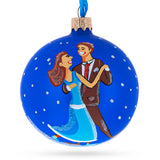 I Love Dancing Glass Ball Christmas Ornament 3.25 Inches in Blue color Round