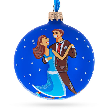 I Love Dancing Glass Ball Christmas Ornament 3.25 Inches in Blue color Round