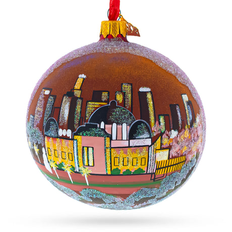 Los Angeles, California Glass Ball Christmas Ornament 4 Inches in  color Round