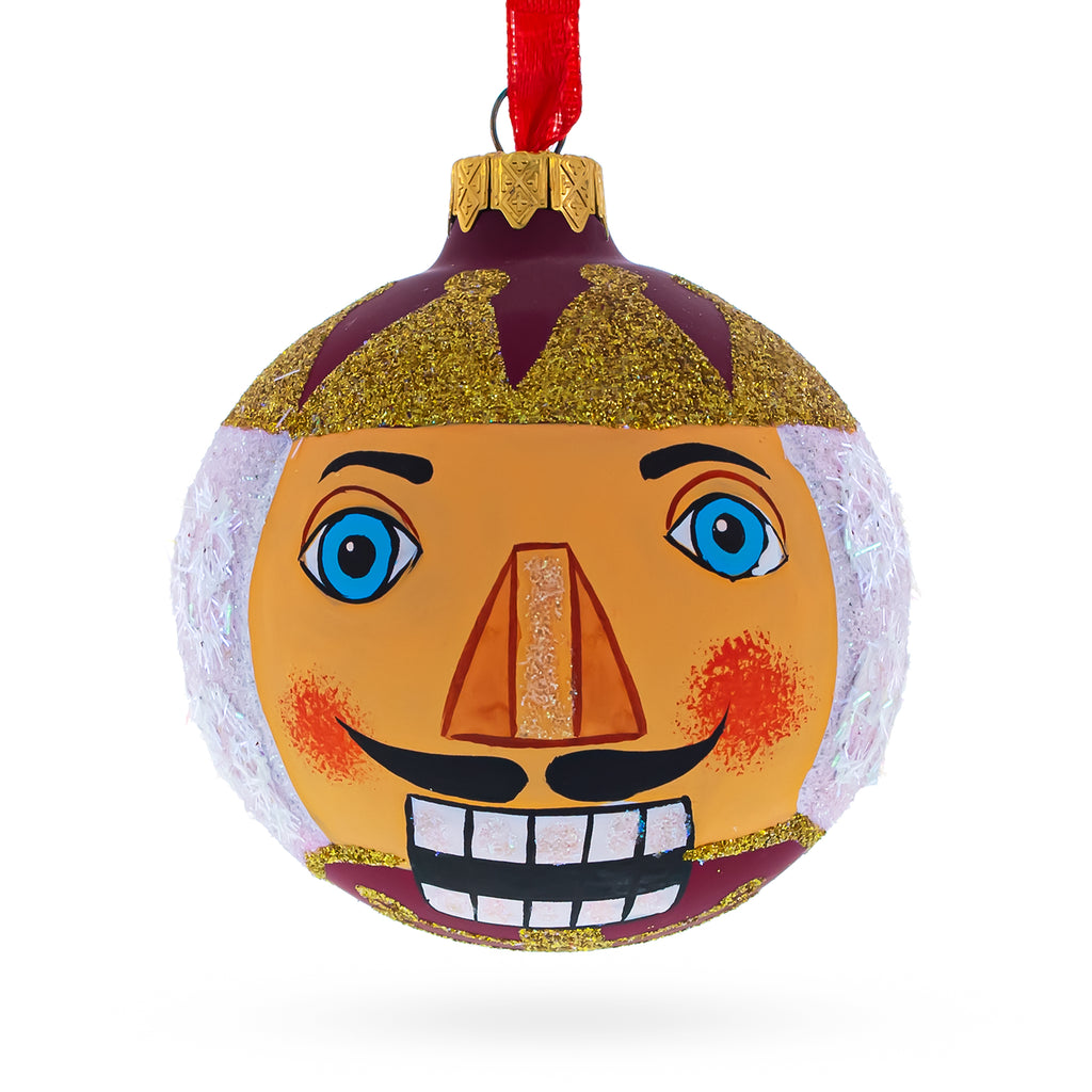 Nutcracker Glass Ball Christmas Ornament 3.25 Inches in Multi color Round