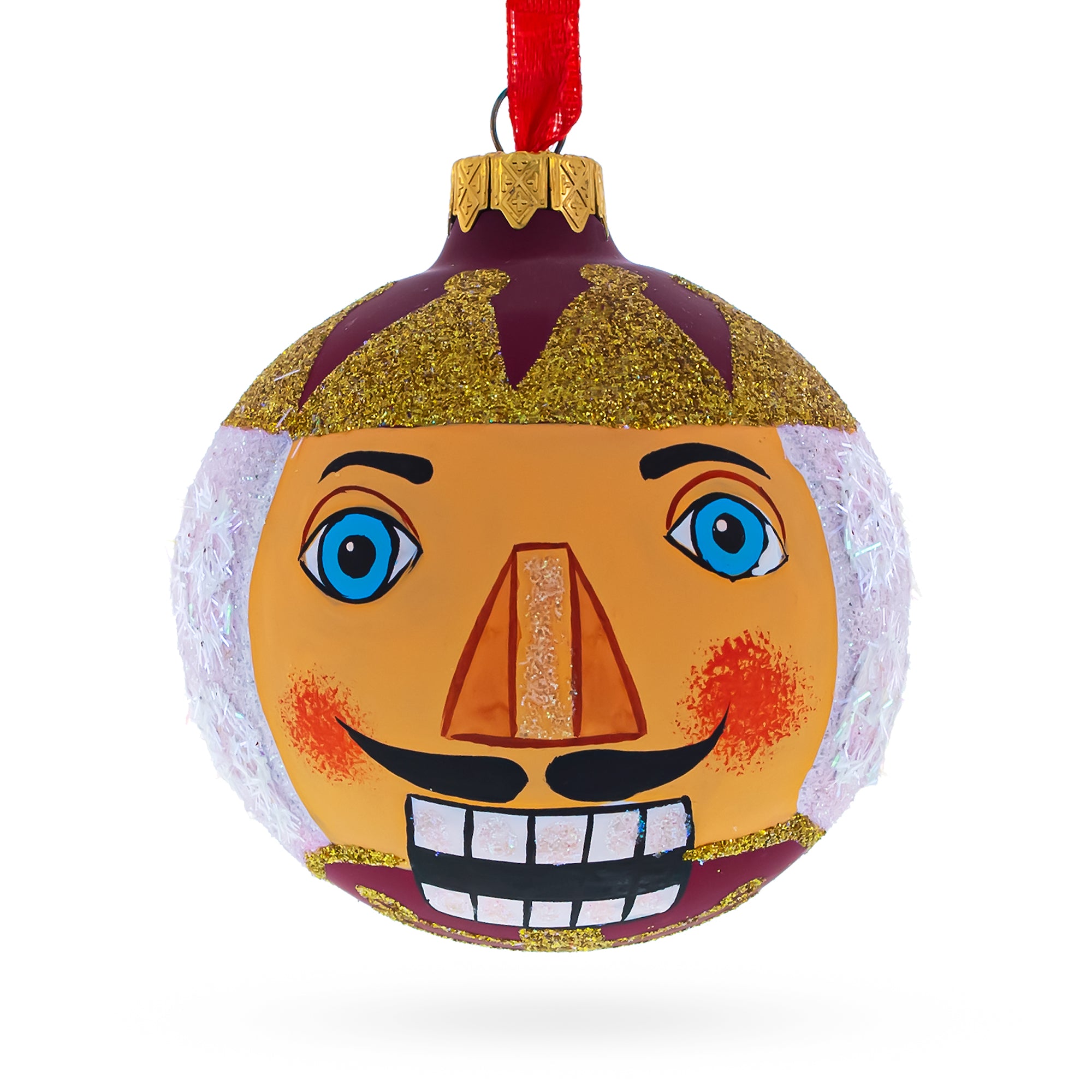 Nutcracker Glass Ball Christmas Ornament 3.25 Inches in Multi color Round