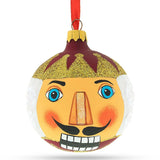 Charming Nutcracker Face Blown Glass Christmas Ornament 3.25 Inches in Multi color, Round shape