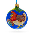 Whimsical Hen Decorating the Tree Blown Glass Christmas Ornament 3.25 Inches in Multi color, Round shape