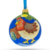 Whimsical Hen Decorating the Tree Blown Glass Christmas Ornament 3.25 Inches in Multi color, Round shape