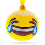 Laughing Facial Expressions Glass Ball Christmas Ornament 3.25 Inches in Yellow color Round