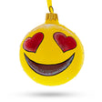 Adorable Heart Eyes In Love Facial Expressions Glass Ball Christmas Ornament 3.25 Inches in Yellow color Round