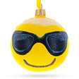 Glass Cool Sunglasses: Facial Expressions Blown Glass Ball Christmas Ornament 3.25 Inches in Yellow color Round