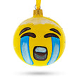 Loudly Crying Facial Expressions Glass Ball Christmas Ornament 3.25 Inches in Yellow color Round