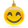 Radiant Smiling Facial Expressions Glass Ball Christmas Ornament 3.25 Inches in Yellow color, Round shape