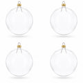Set of 4 Mouth Blown Blank Glass Christmas Ornament DIY Craft 4 Inches in Clear color Round