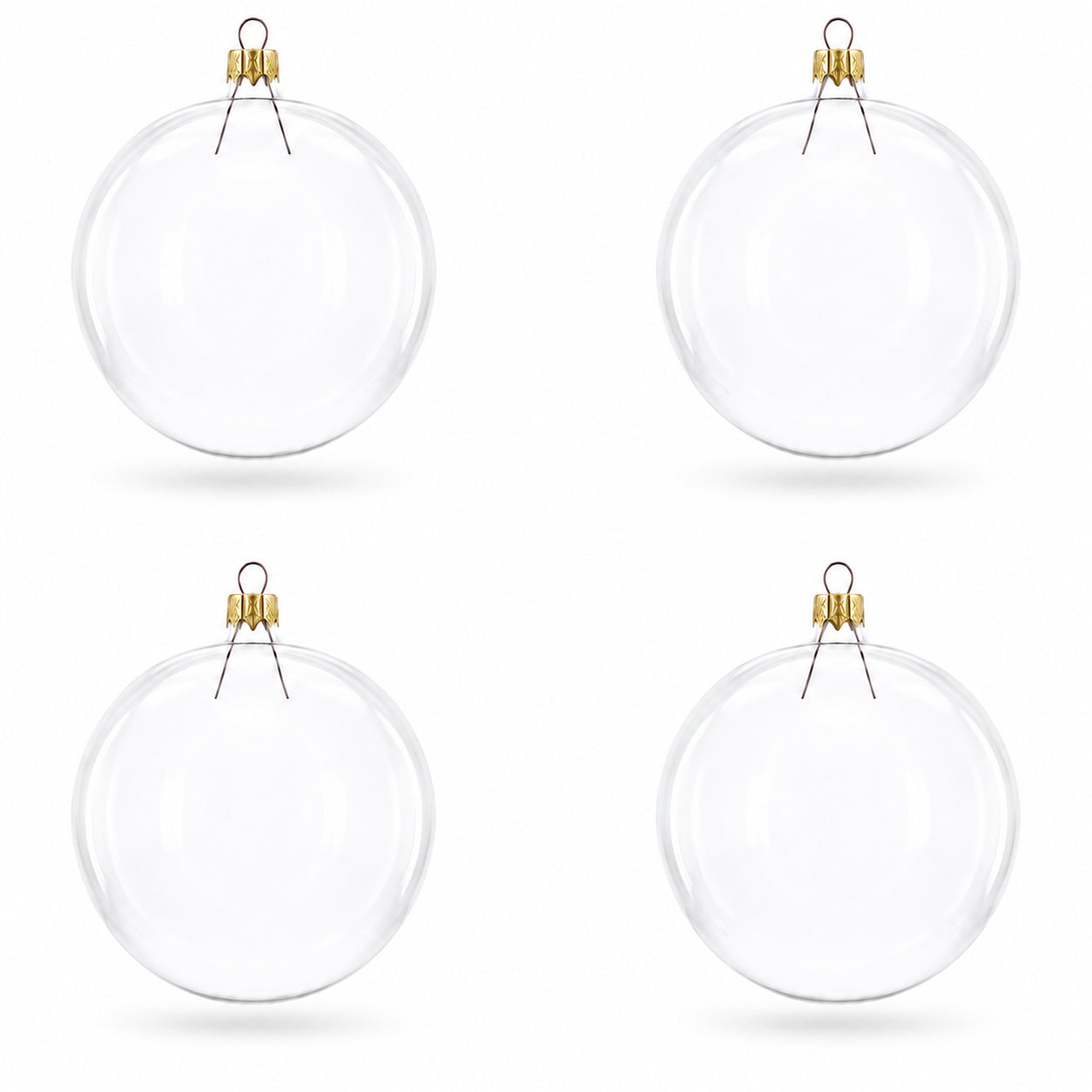 Set of 4 Mouth Blown Blank Glass Christmas Ornament DIY Craft 4 Inches in Clear color Round
