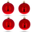 Set of 4 Red Glossy Glass Ball Christmas Ornaments 4 Inches in Red color, Round shape