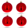 Set of 4 Glossy Red Glass Ball Christmas Ornaments 4 Inches in Red color Round