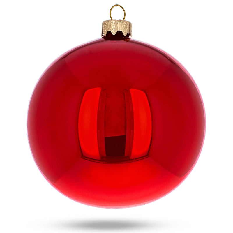 Buy Online Gift Shop Set of 4 Red Glossy Glass Ball Christmas Ornaments 4 Inches