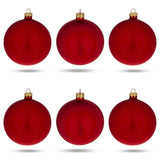 Glass Set of 6 Matte Red Glass Ball Christmas Ornaments 3.25 Inches in Red color Round